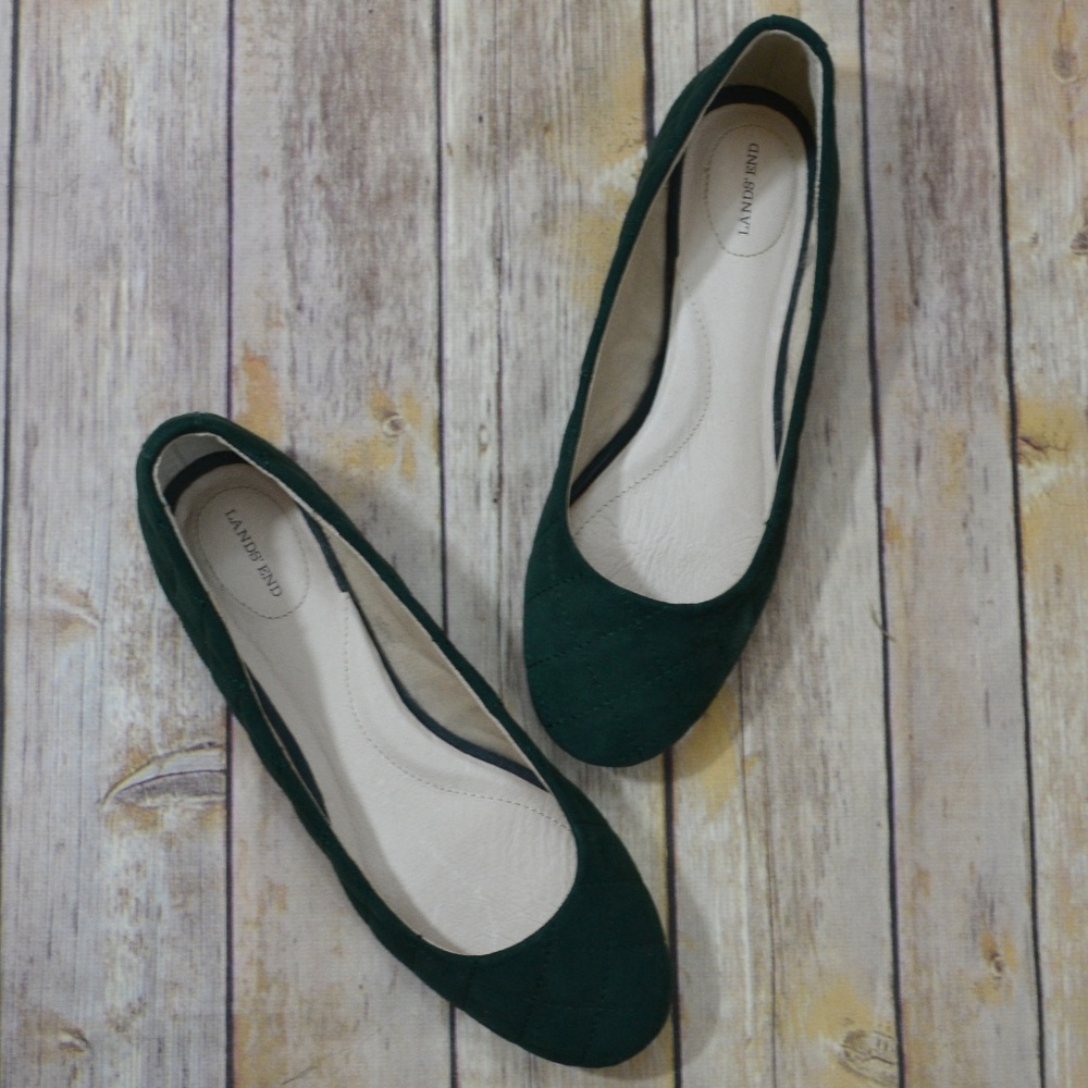 SALE! Lands' End Quilted Suede Leather Flat 7B